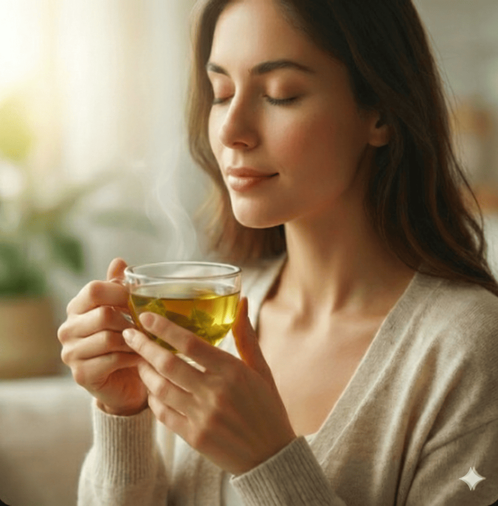 Mujer tomando infusión
